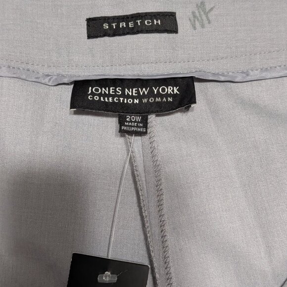 Jones New York Womens Modern Fit Stretch Pants 20W Light Gray Slim Thru Thigh - Picture 4 of 12
